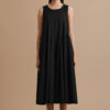 Whirling All Night - Long pleated sleeveless dress
