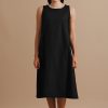 Poker face dress - Sleeveless side pocketed dress with kantha