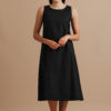 Poker face dress - Sleeveless side pocketed dress with kantha