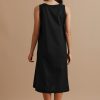Poker face dress - Sleeveless side pocketed dress with kantha
