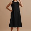 Poker face dress - Sleeveless side pocketed dress with kantha