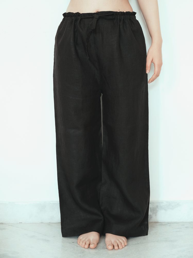 Black Linen Pajama Pants