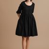 Running Up the Hill - Gathered buttoned dress