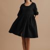 Running Up the Hill - Gathered buttoned dress