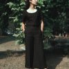 Black Linen Flared Pants