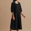 Wednesday to Saturday - Puffy sleeved buttoned dress with kantha