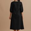 Wednesday to Saturday - Puffy sleeved buttoned dress with kantha
