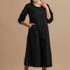Wednesday to Saturday - Puffy sleeved buttoned dress with kantha