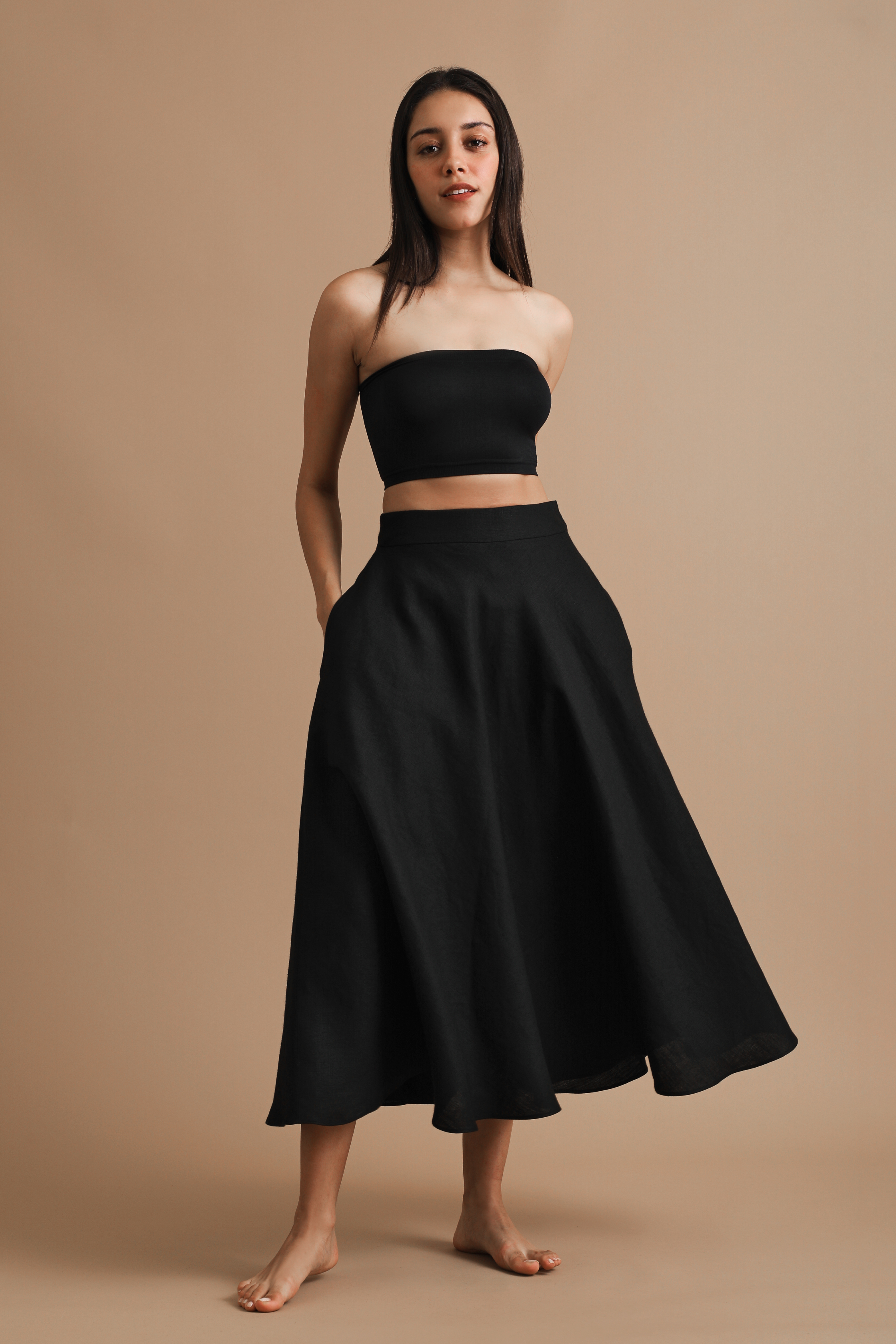 A line linen skirt
