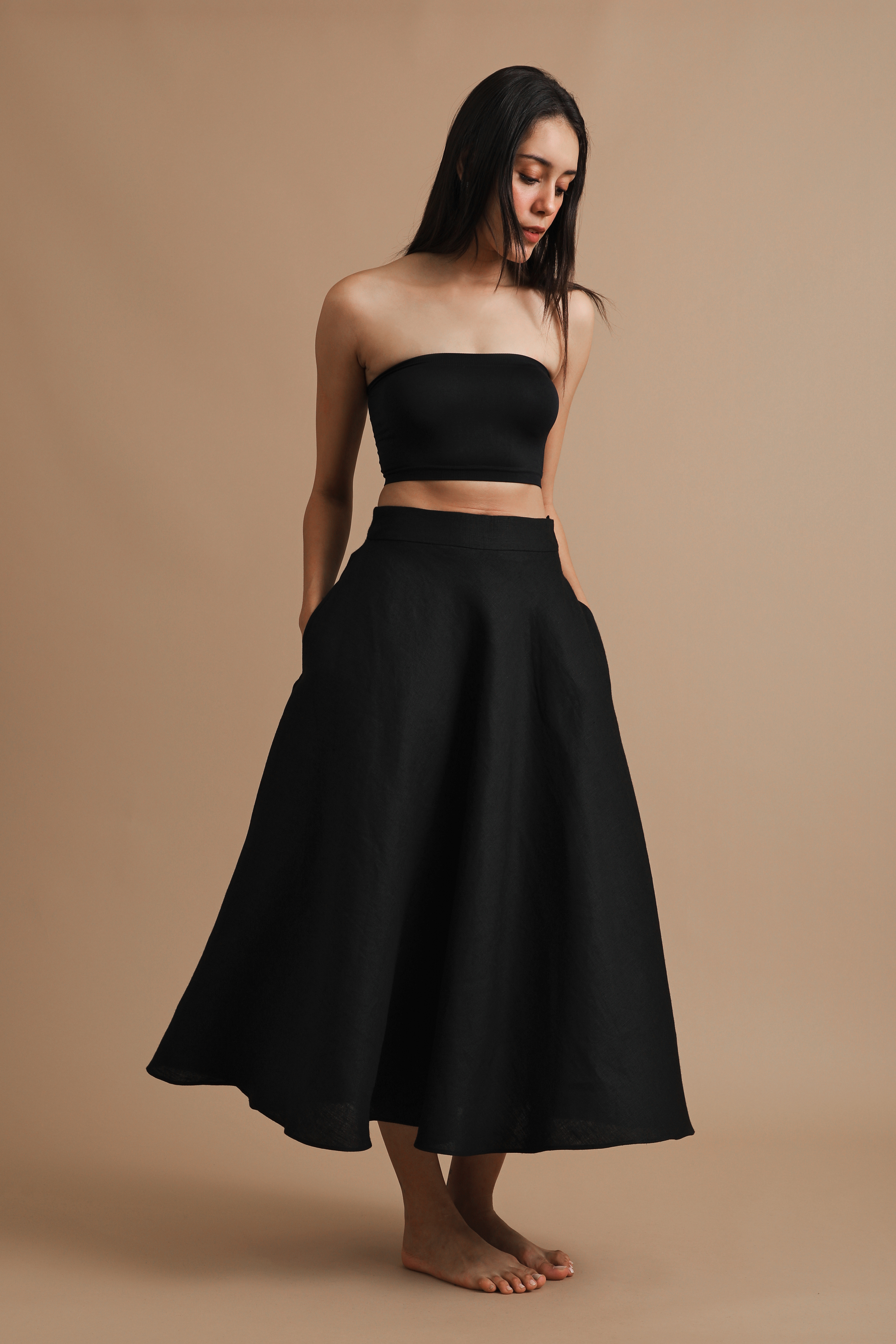 A line linen skirt – Turn Black