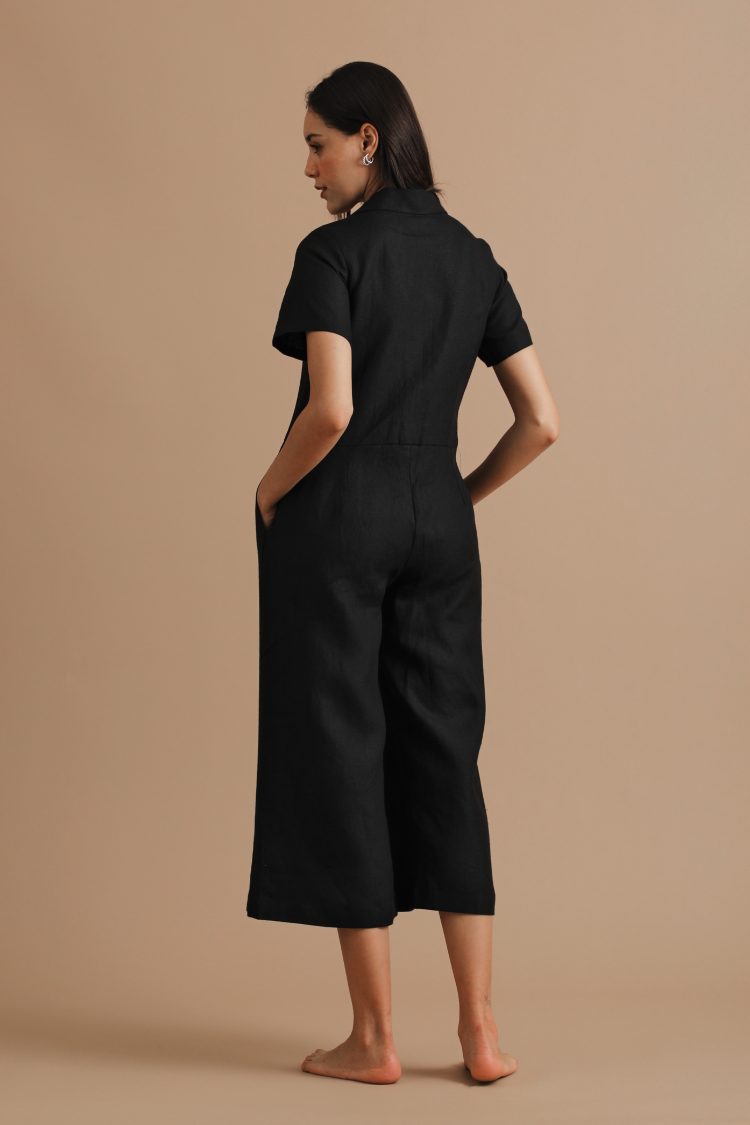Black Short Sleeve Jumpsuit By Turn Black - My Play Suit