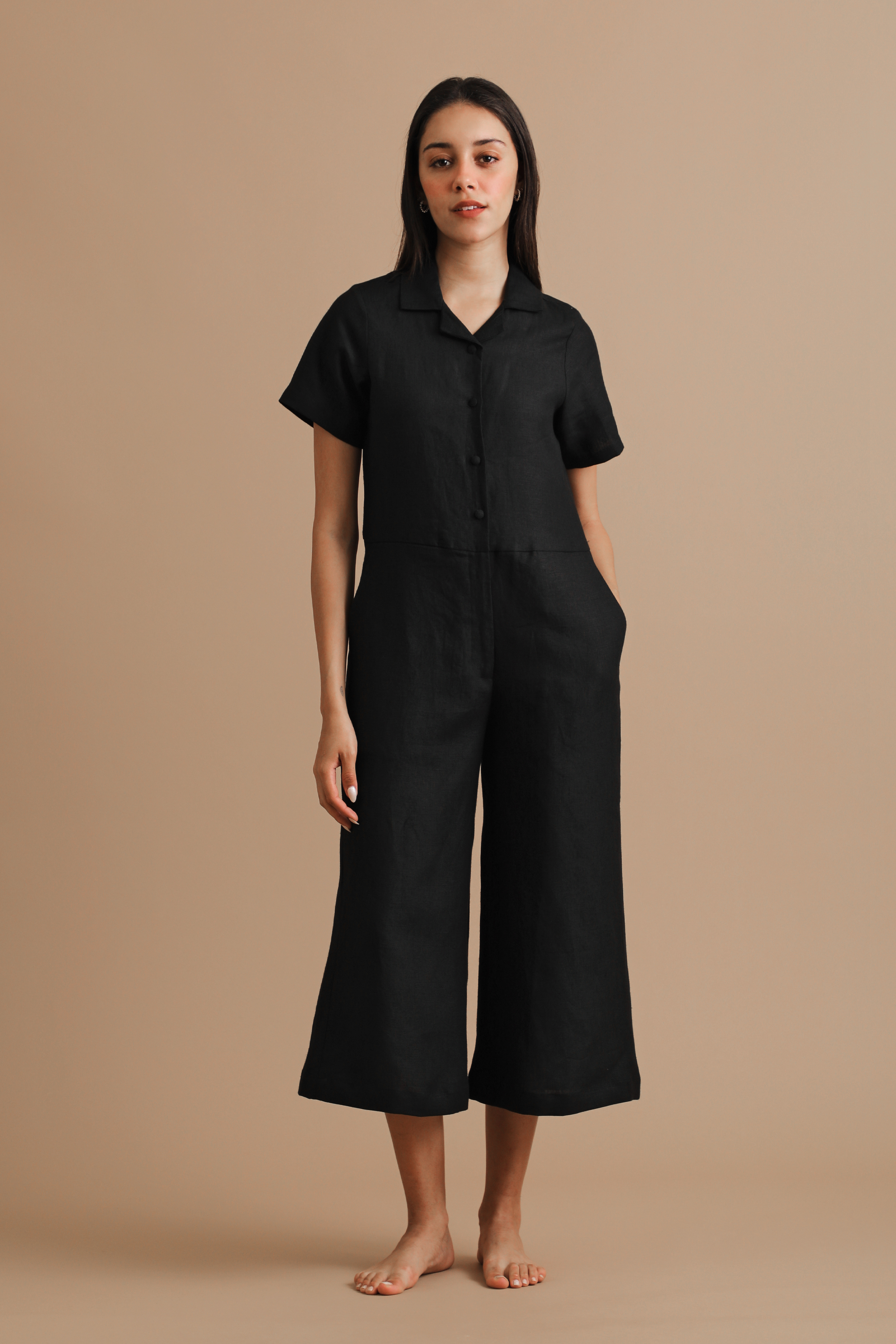 Jordan Short Sleeve Zip Front Jumpsuit - Fade to Black – Pistola Denim