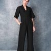 Bell Sleeved Darted Black Jumpsuit