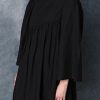 Black Linen Round Neck Dress