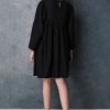 Black Linen Round Neck Dress