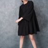 Black Linen Round Neck Dress