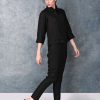 Linen Sleeved Buttoned Down Black Shirt