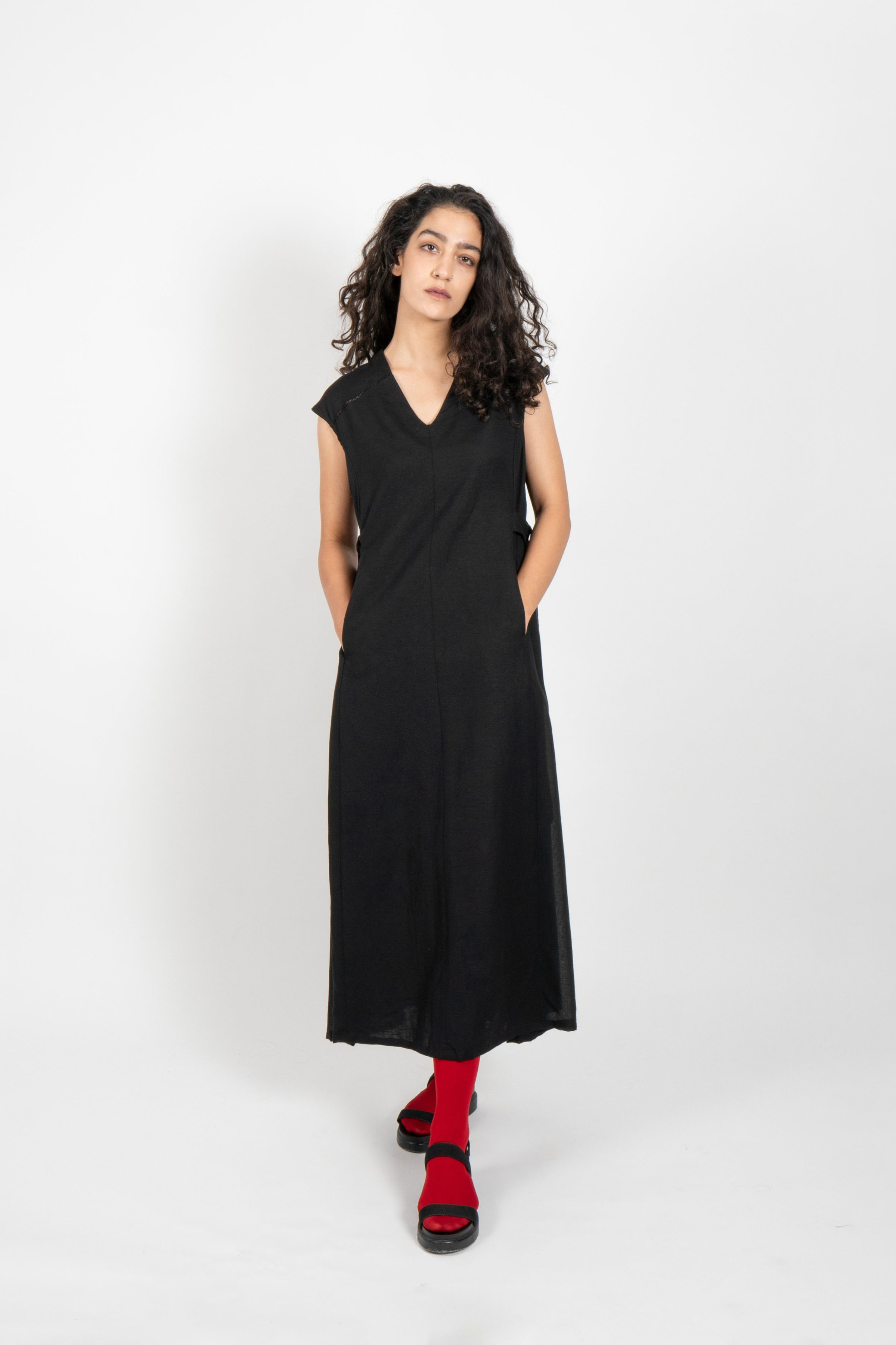 Aura (Windmaid) Black V-neck Dress