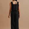 Black  Story Linen Cropped Pants