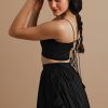 Rippled Thoughts Black Backless Top