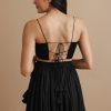 Rippled Thoughts Black Backless Top