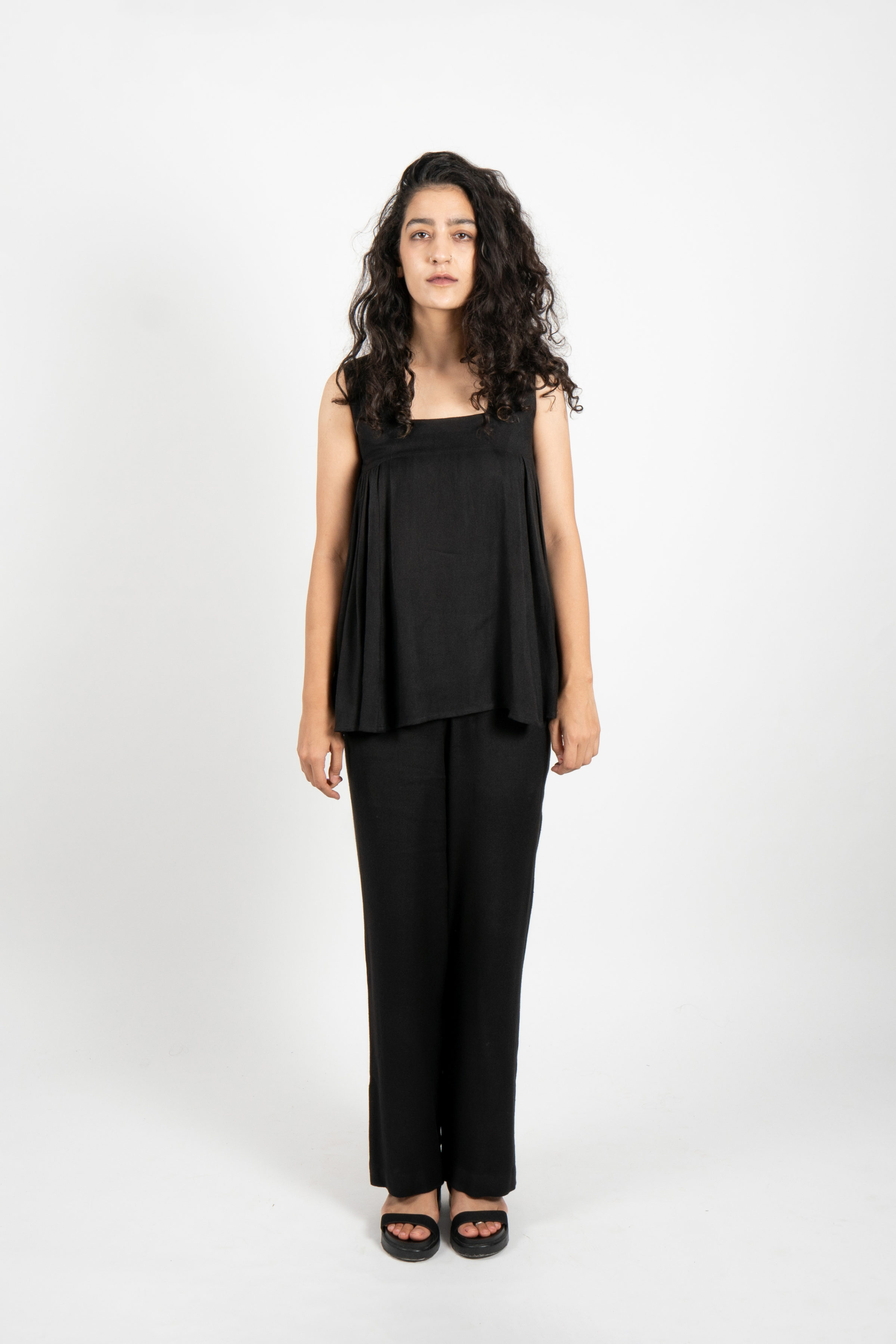 Two Steps Ahead Square Neck Black Top