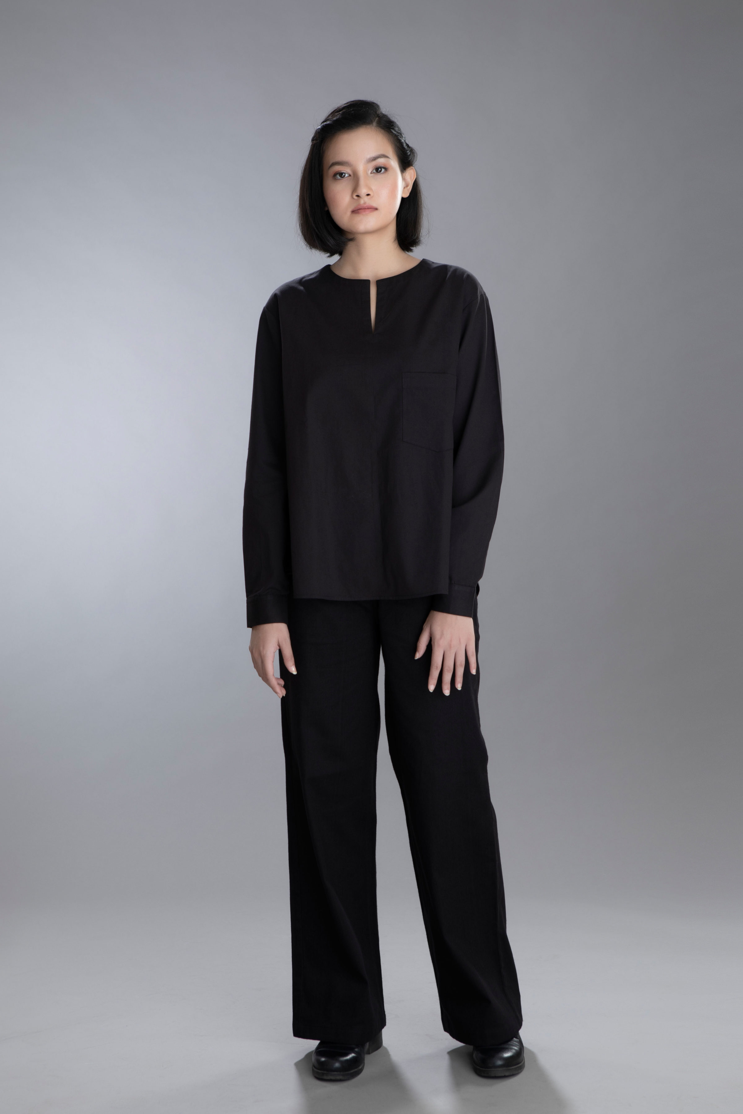 Poetic Black Long Sleeve Top