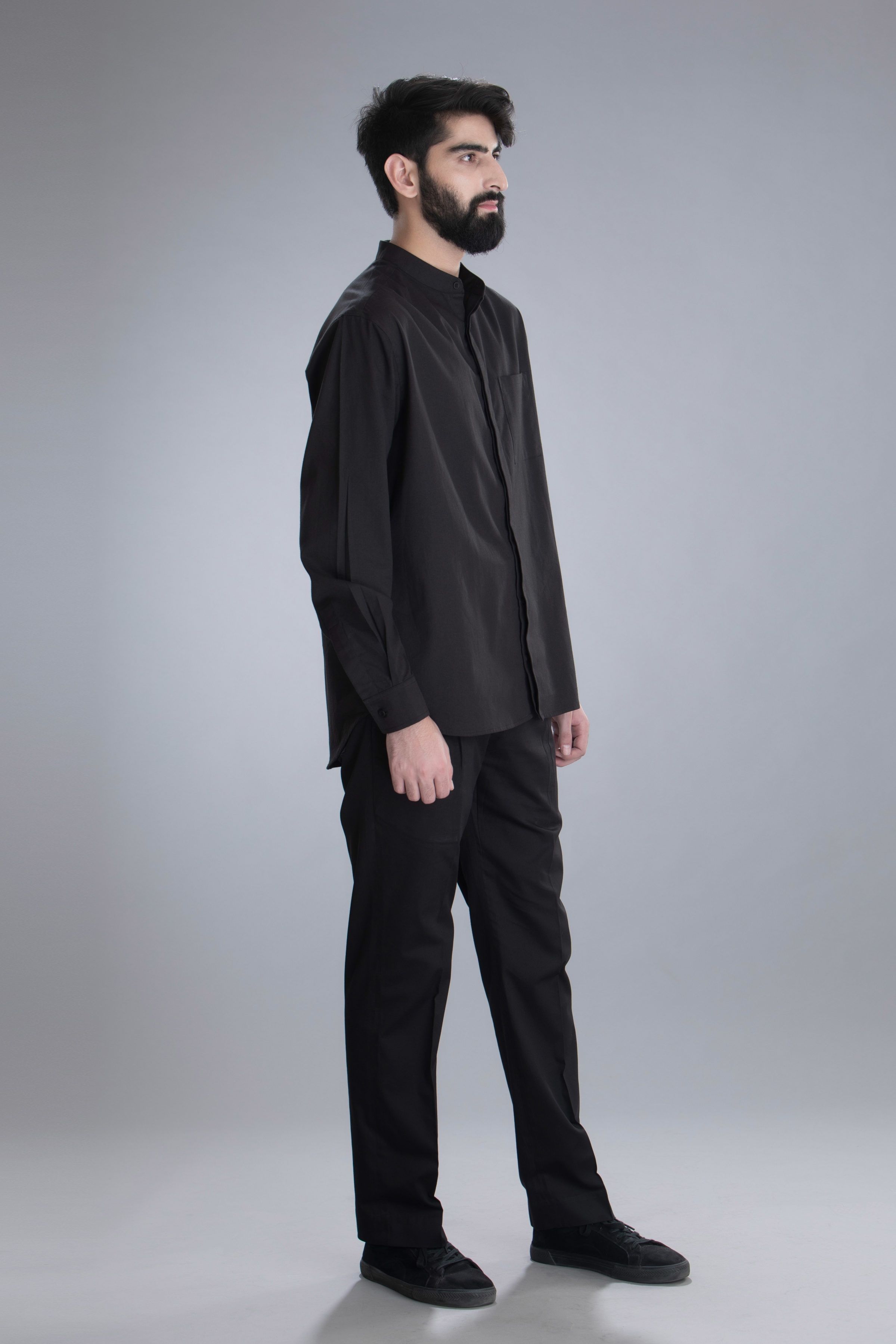 Day & Night Loose Fit Shirt with Stand Up Collar