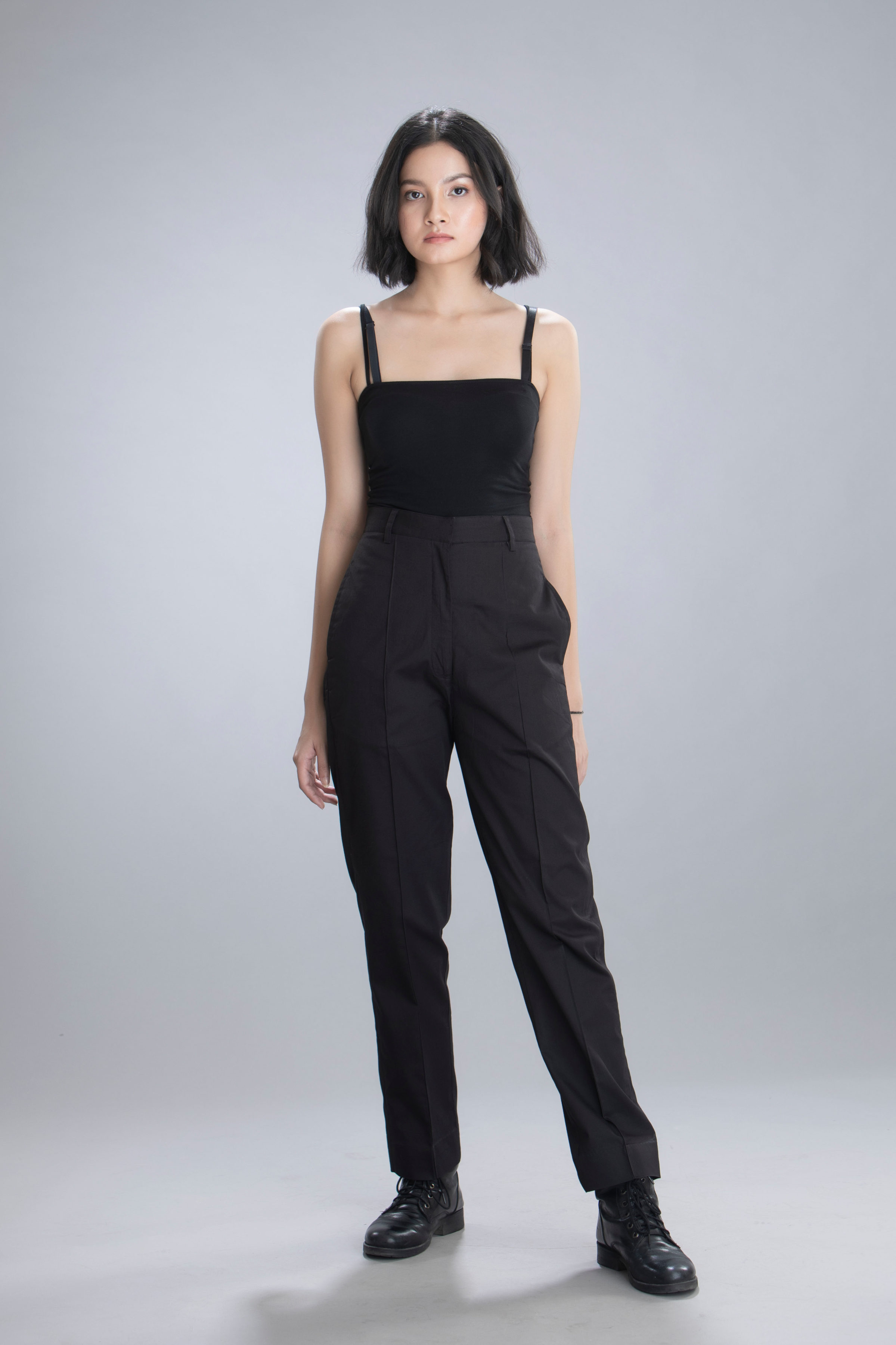 Monday Blues Straight pants with front tucks