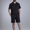 Labrinth Black Short Sleeve Notch Collar