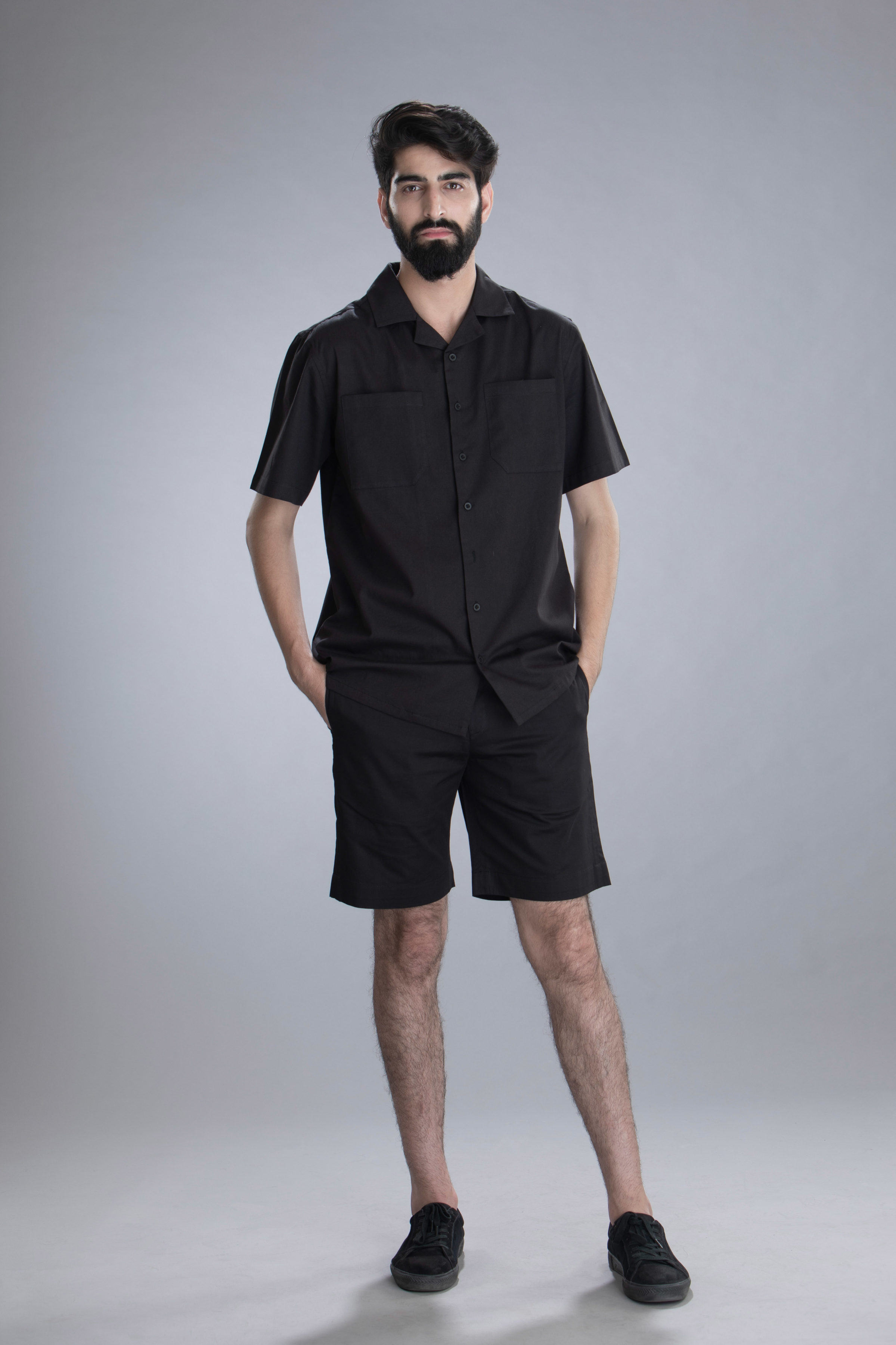 Labrinth Black Short Sleeve Notch Collar