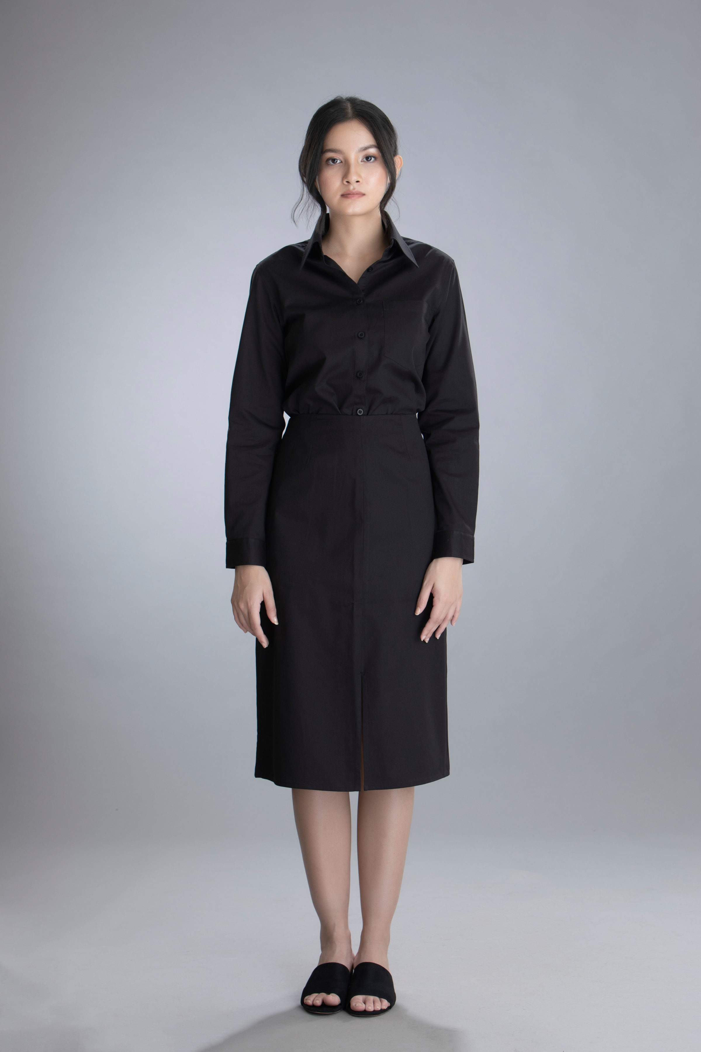 Working Girl  Black Long Sleeve Shirt