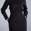 Last Night Black Straight Skirt with front slit