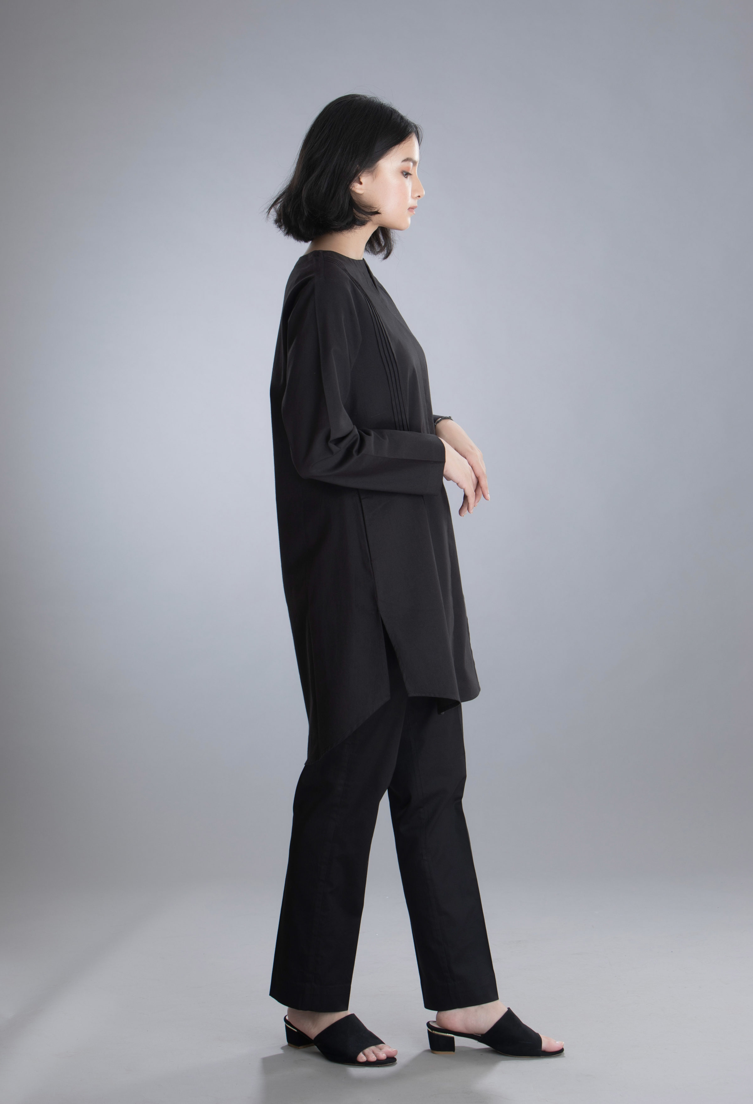 Lazy Day Black Slim Straight pants with back elastic