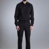 Kickstarter Black Straight pants with pleats