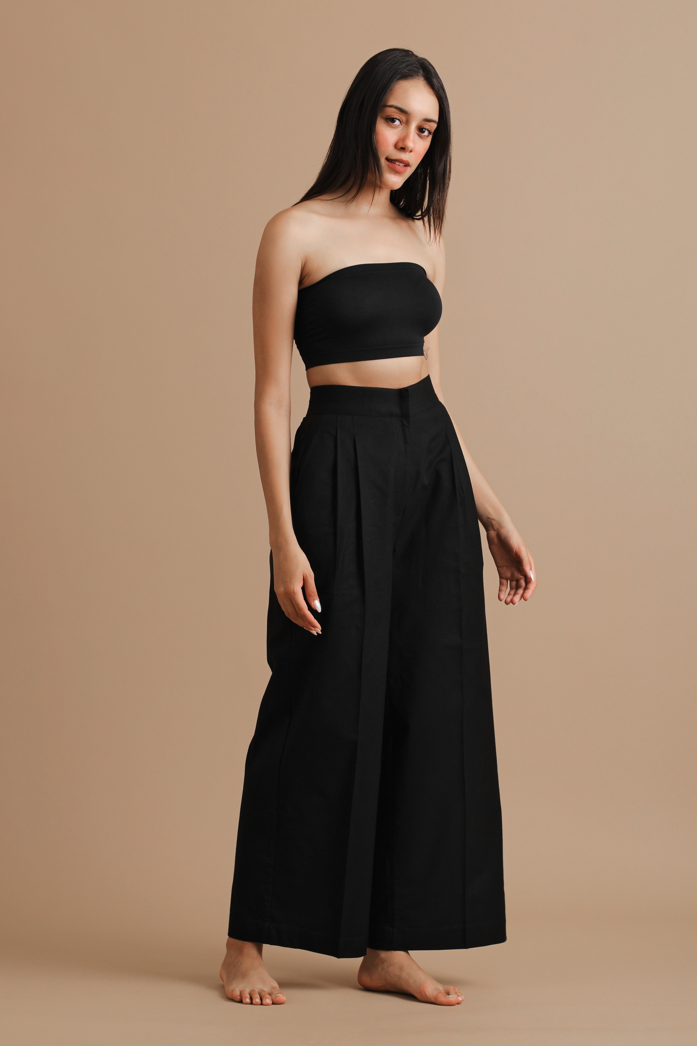 Black High-Waisted Flare Pants by NOCTURNE