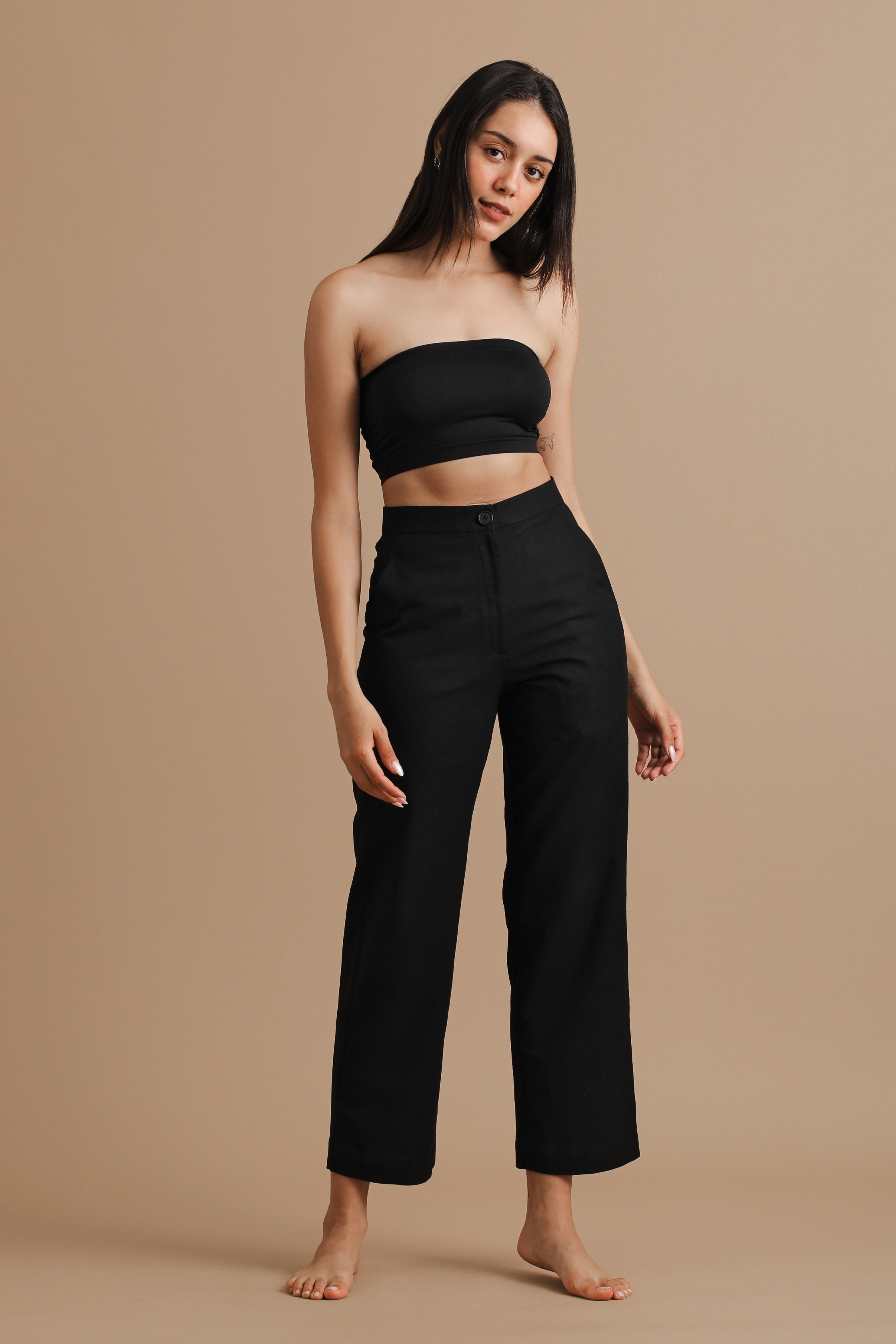 uNidraa | Yellow Crop Top paired with matching Cotton Pants