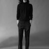 Mist Straight Fit Black Matka Silk Pants