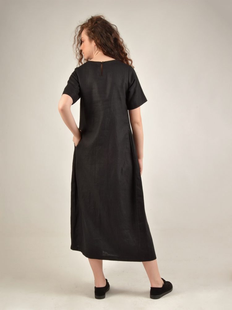 Ladies black linen dress online