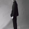 Vivir Collarless Black Matka Silk Jacket