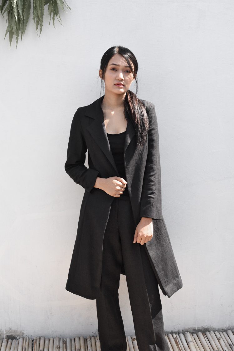 Black linen jacket ladies shop