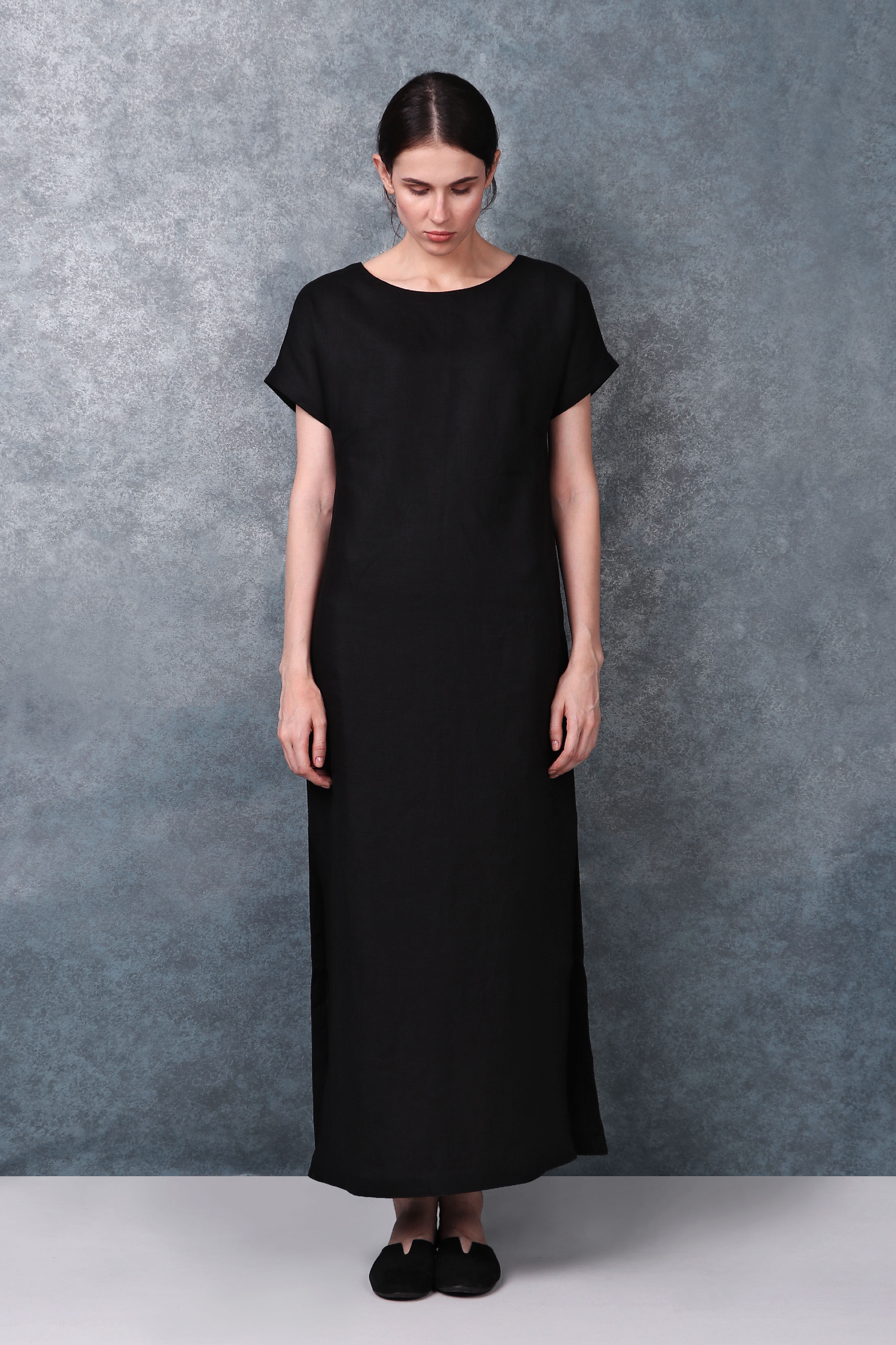 Boat Neck Black Linen Dress By Turn Black-From Andromeda's Wardrobe
