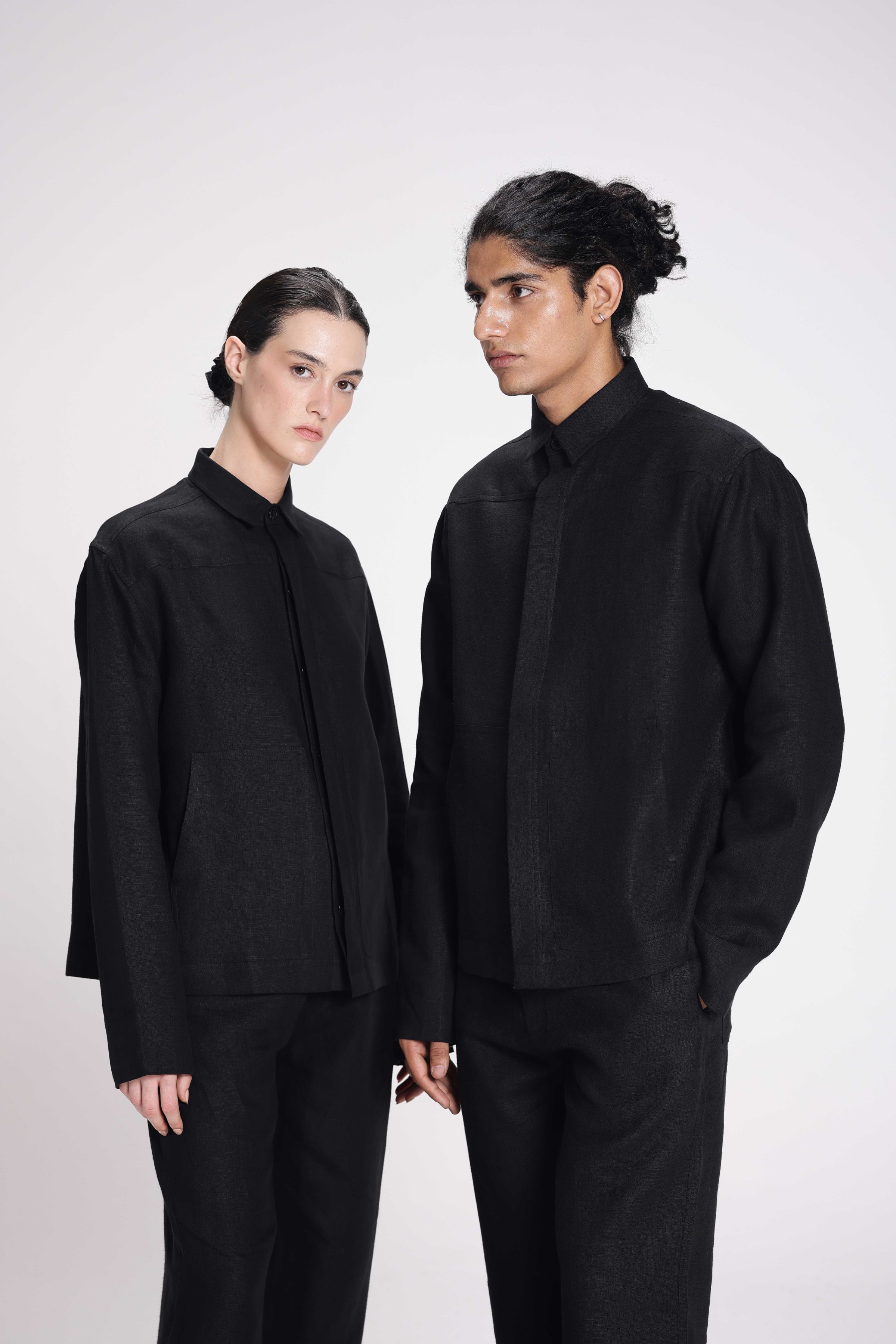 LINEN SHIRT WITH PATCH POCKETS